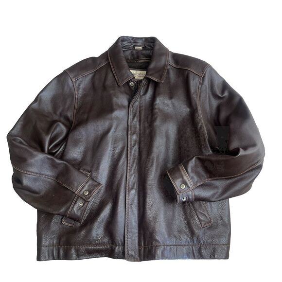 Columbia Brown Leather Bomber Jacket - Picture 1 of 7